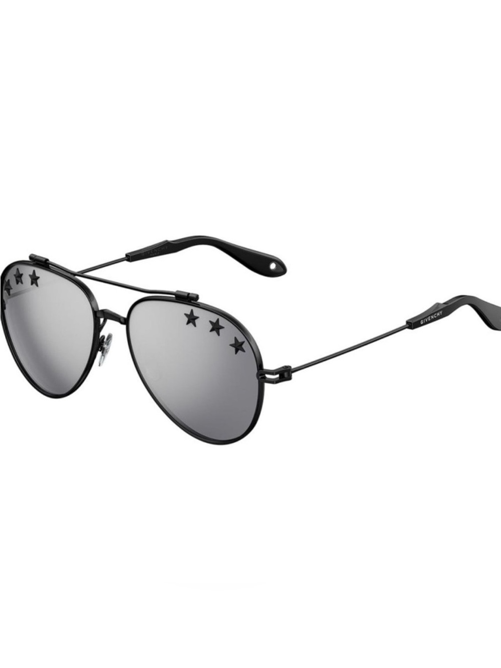 Givenchy Black Metal Aviator Sunglasses with Star Accents